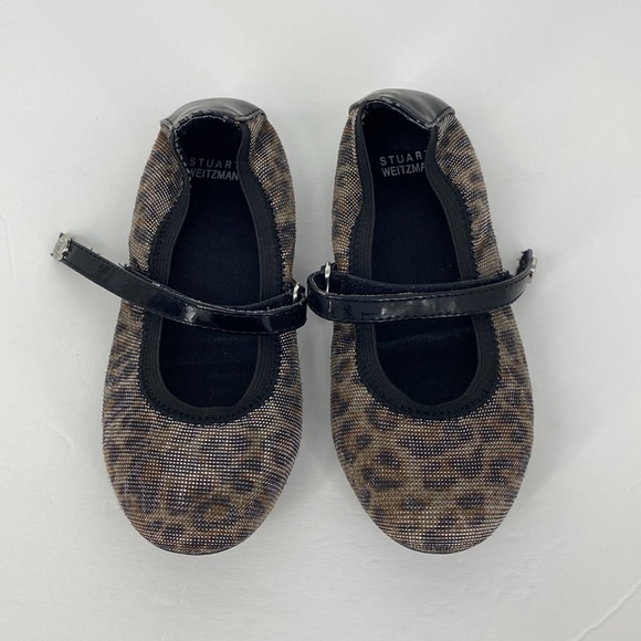 Stuart Weitzman Pali Casey Toddler Girl Sz 11 Leopard Print Ballet Flats Shimmer - Picture 2 of 9